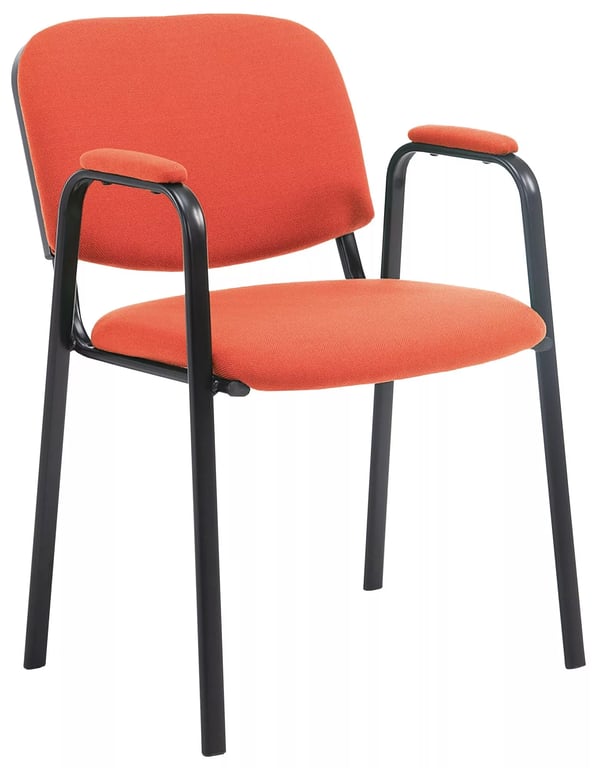 Ken Pro Röd Tygbesöksstol med Matt Svart Metallram, Stapelbar Ken Pro Röd Tygbesöksstol med Matt Svart Metallram, Stapelbar