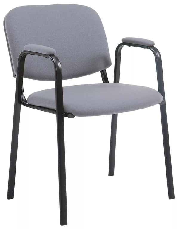 Ken Pro Stapelbar Besöksstol - Grått Tyg med Matt Svart Metallram