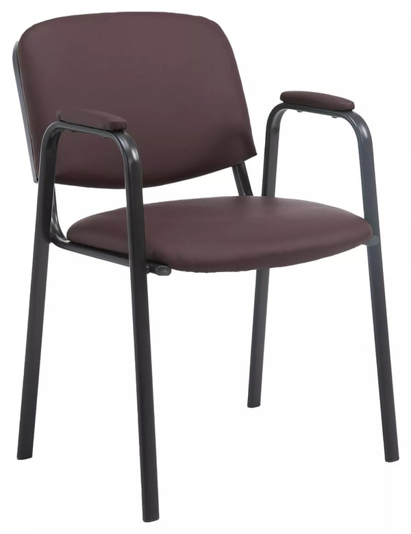 Ken PRO pinottava vierailijatuoli, keinonahkaa, mattamusta metallijalusta, ruskea