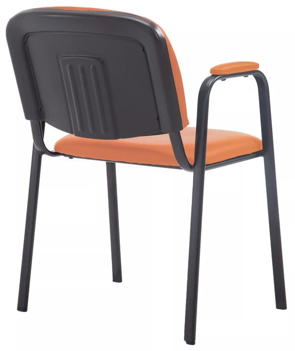 Ken PRO Orange kunstlæder stabelbar gæstestol med mat sort metalramme