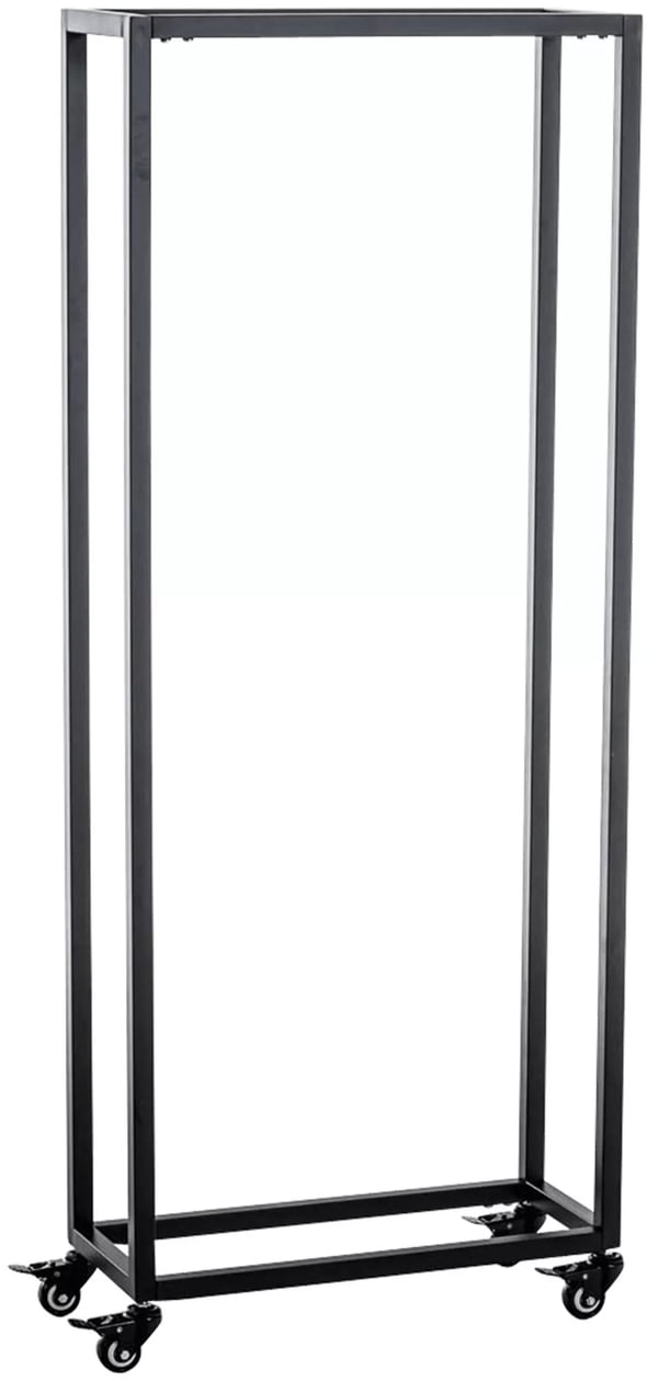Musta metallinen takkapuuteline, 25x40x150 cm