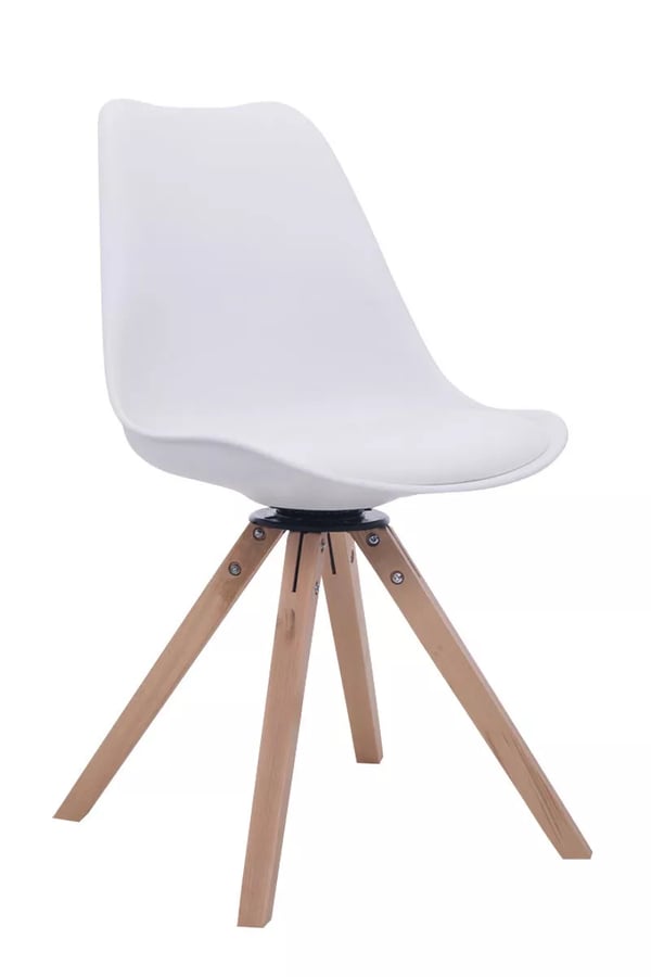 Besöksstol Troyes - Svängbar sits i konstläder på träbas, vit, modern design