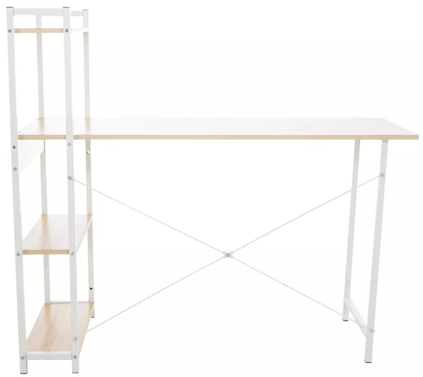 Poe Skrivebord - Ahorn Træ med Metalhylde, 120x44x111 cm