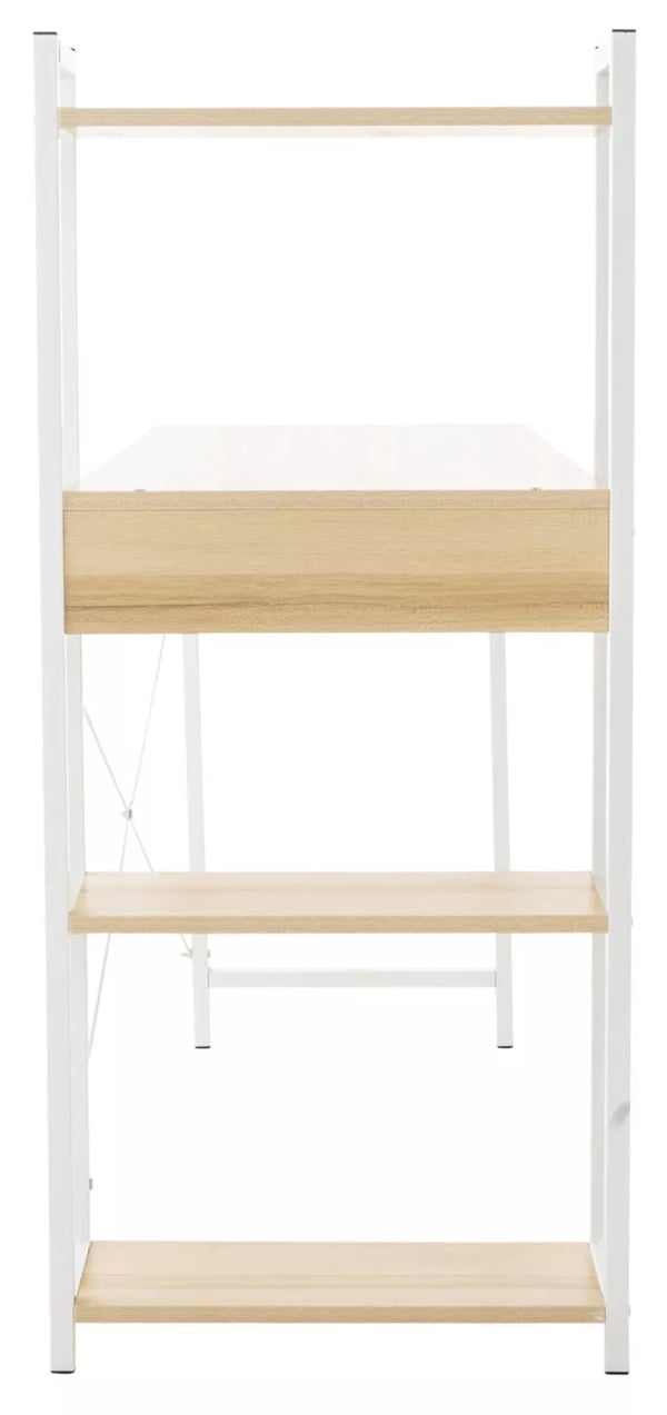 Poe Skrivebord - Ahorn Træ med Metalhylde, 120x44x111 cm