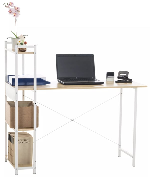 Poe Kirjoituspöytä, Vaahtera Puu ja Metallihylly, 120x44x111 cm