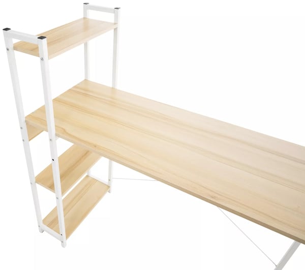 Poe Skrivebord - Ahorn Træ med Metalhylde, 120x44x111 cm