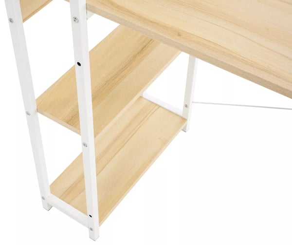 Poe Skrivebord - Ahorn Træ med Metalhylde, 120x44x111 cm