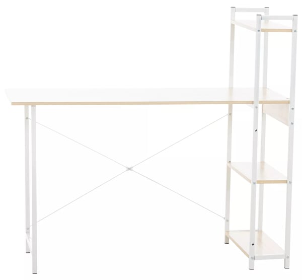 Poe Skrivebord - Ahorn Træ med Metalhylde, 120x44x111 cm
