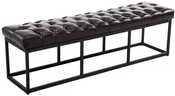 Amun bänk i konstläder med matt svart metallram - Brun, 150cm