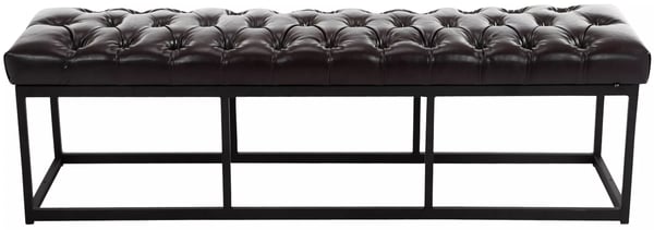 Amun bänk i konstläder med matt svart metallram - Brun, 150cm