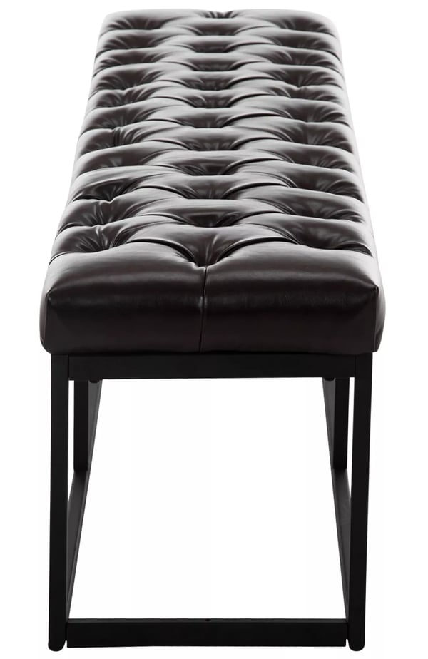 Amun bänk i konstläder med matt svart metallram - Brun, 150cm