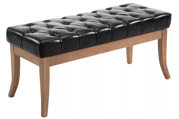 Penkki Ramses keinonahka, musta, puujalat, Chesterfield, 100cm
