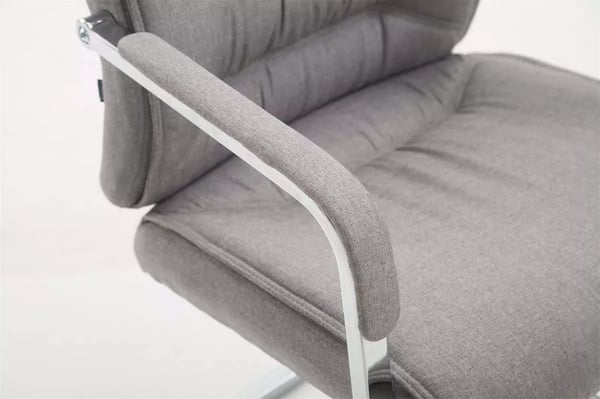 Grå stof gæstestol med metalramme - Moderne cantilever design, komfortabelt polstret sæde, maks. belastning 260 kg