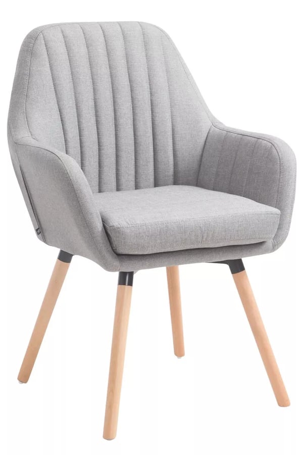 Florian Besöksstol - Grått tyg med träben, bekväm och stilren loungestol, ca 67x58x93cm