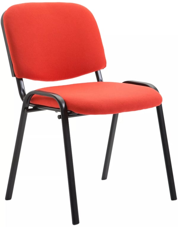Röd tyg besöksstol med metallram - Ken V2 stapelbar för kontor, konferenser - Max belastning 120 kg
