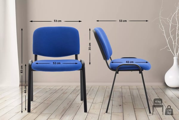 Vierailutuoli Ken, Pinottava, Sininen Kangasverhoilu, Metallirunko
