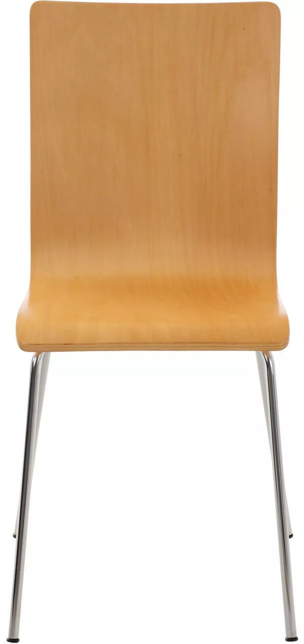Sæt med 2 Pepe gæstestole - Ergonomisk træsæde med krom-look metalstel, naturlig finish