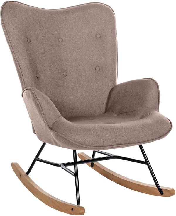 Sanka Moderne Stof Gyngestol - Taupe & Metalramme, 136 kg Kapacitet