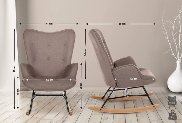 Keinutuoli Sanka, Taupe Kangasverhoilu, Metallirunko