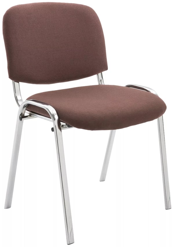 Besöksstol Ken C Tyg - Brun, Stapelbar, Kromade Metallben