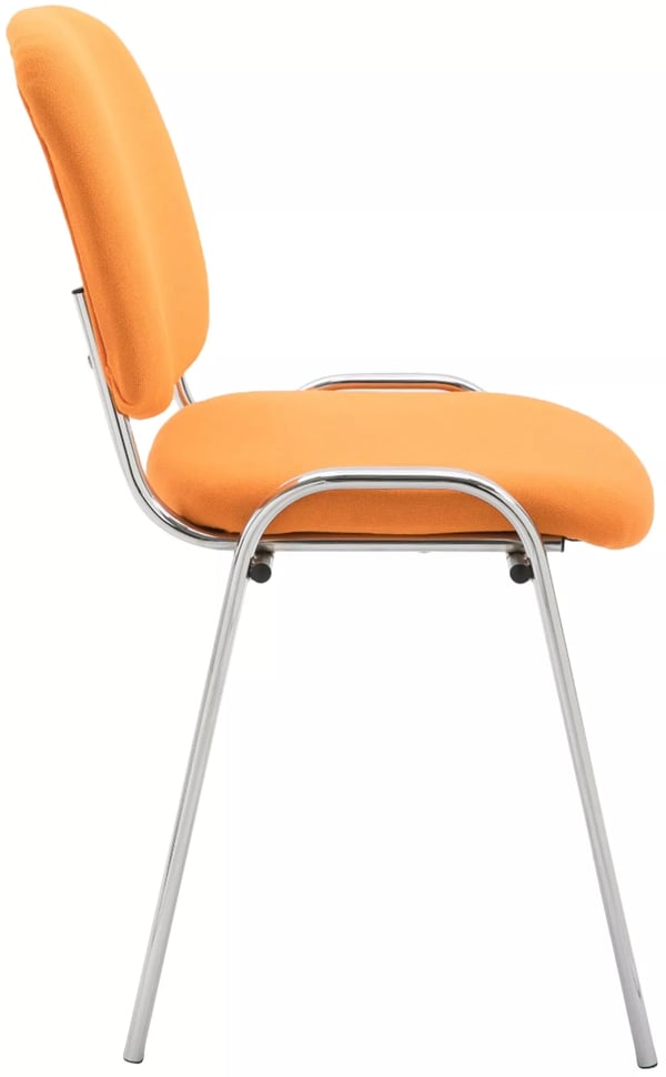 Stabelbar orange stofbesøgsstol med krom-look metalramme