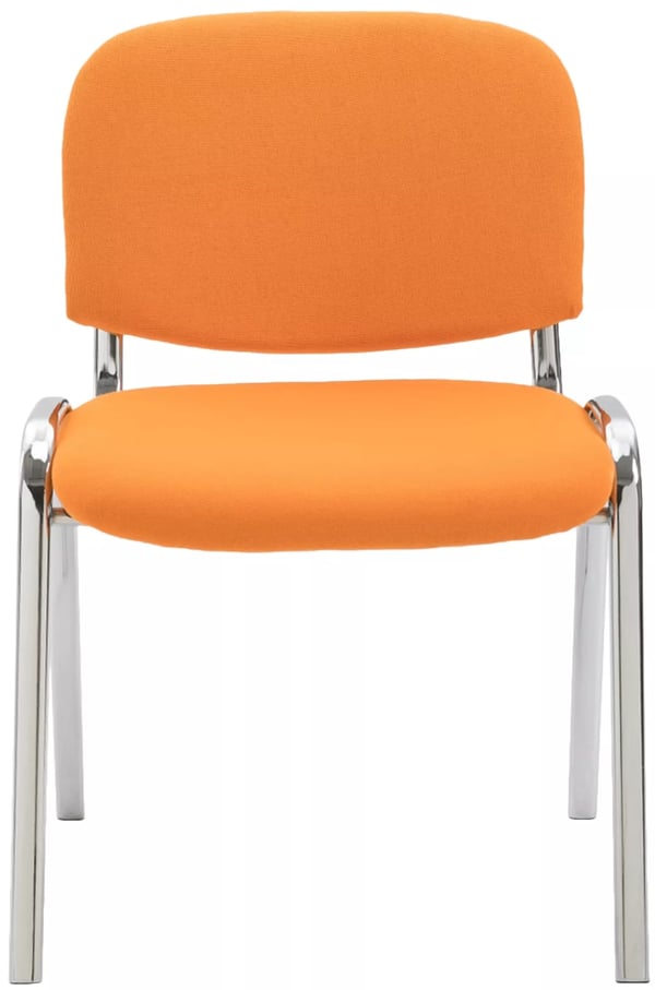 Stabelbar orange stofbesøgsstol med krom-look metalramme