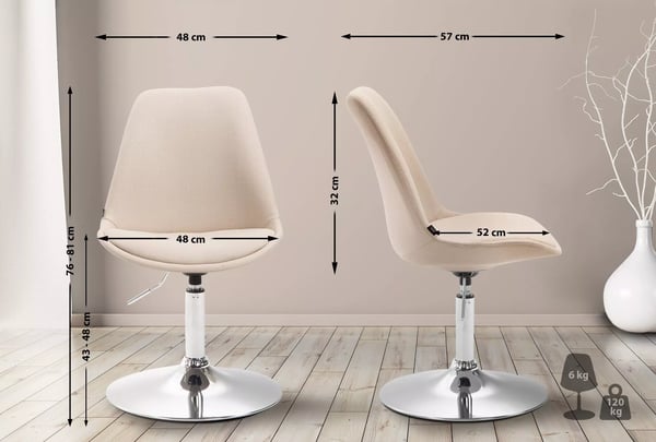 Maverick ruokapöydän tuoli, kerma kankaanpäällinen, metallirunko