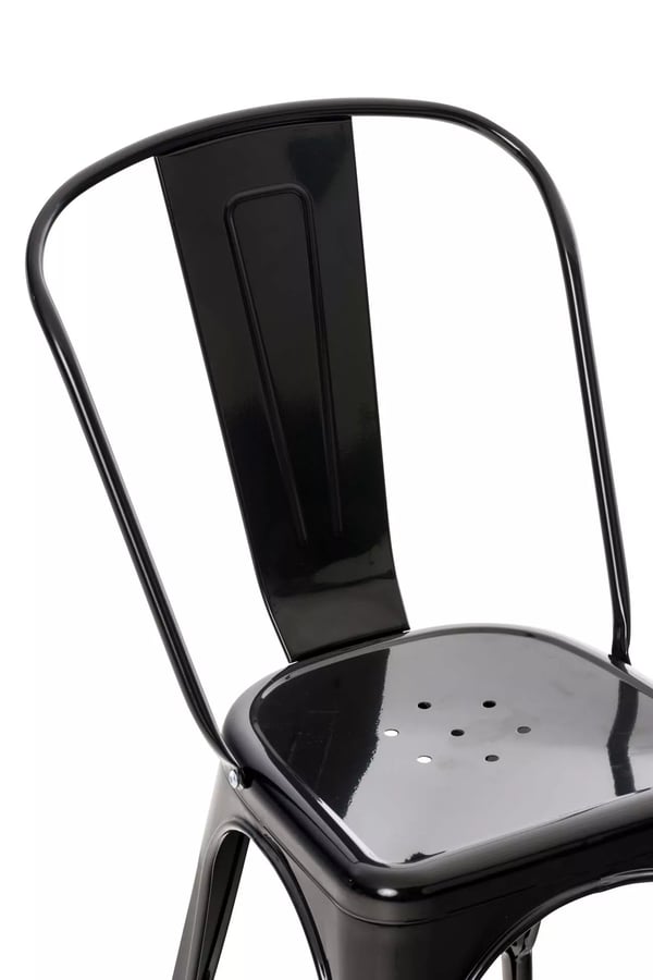Benedikt V2 Stabelbar Metalstol - Sort, Robust og Stabil, 200 kg Bæreevne, Bistrostil, Pladsbesparende Opbevaring