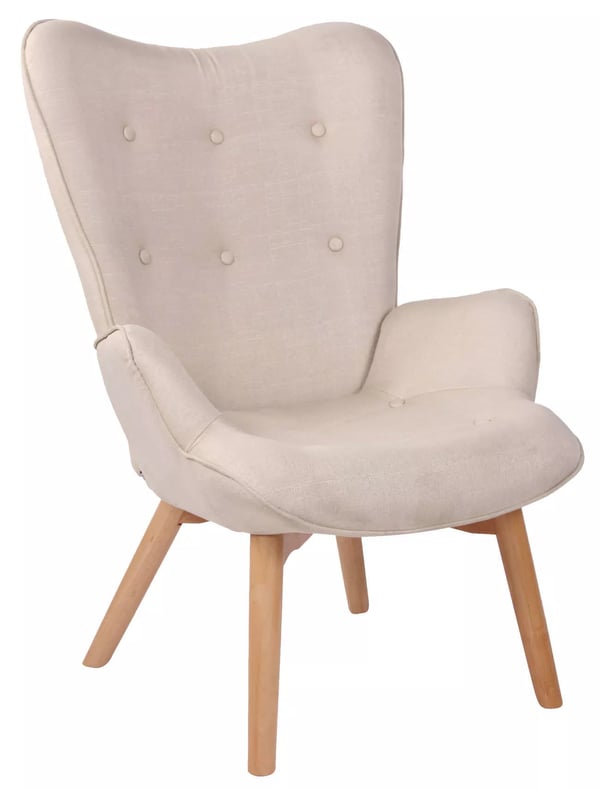 Durham Chesterfield stoflænestol med træben, creme