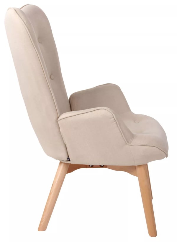 Durham Chesterfield stoflænestol med træben, creme
