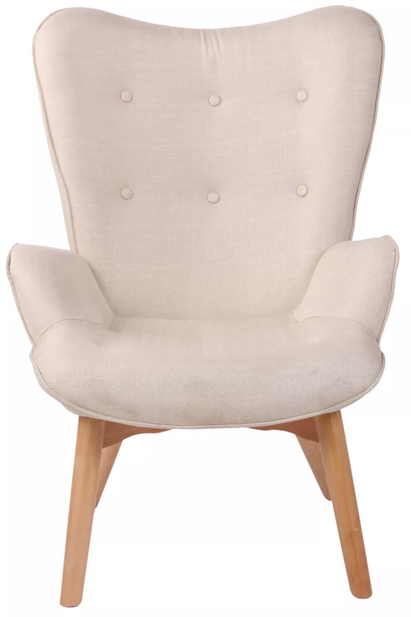 Durham Chesterfield stoflænestol med træben, creme