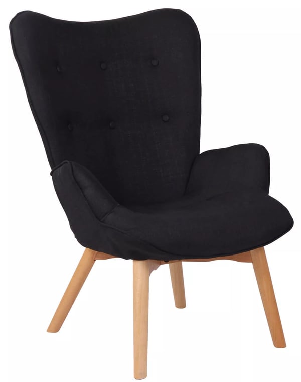 Durham Chesterfield Wingback stof lænestol - sort, træben