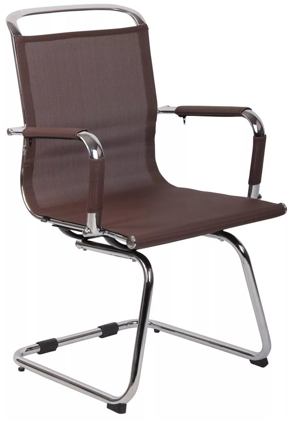 Barnet brun mesh gæstestol med krom-look metalramme