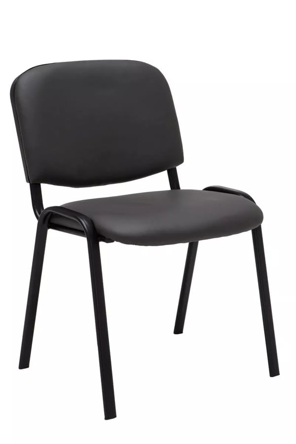 Ken-vierastuoli, 4 kpl setti, harmaa tekonahka, matta musta metallijalka
