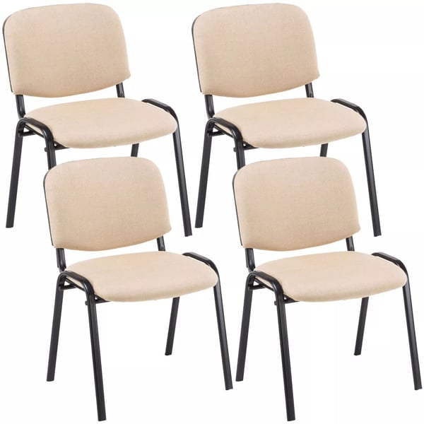 Set med 4 Ken Cream tyg besöksstolar med matt svart metallram