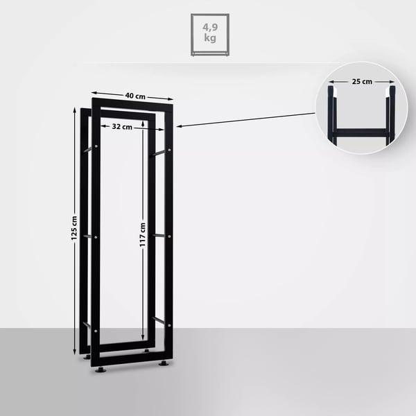 Keri V2 Brændestativ - Metal, Sort, 25x40x125 cm