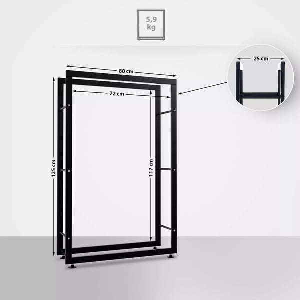 Keri V2 Brændestativ, Sort Metal, 25x80x125cm