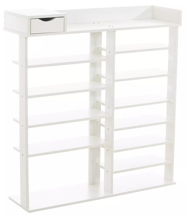 Kristina Hvid Træ Skoreol - 109cm H x 100cm B Pladsbesparende Fritstående Skoorganisator