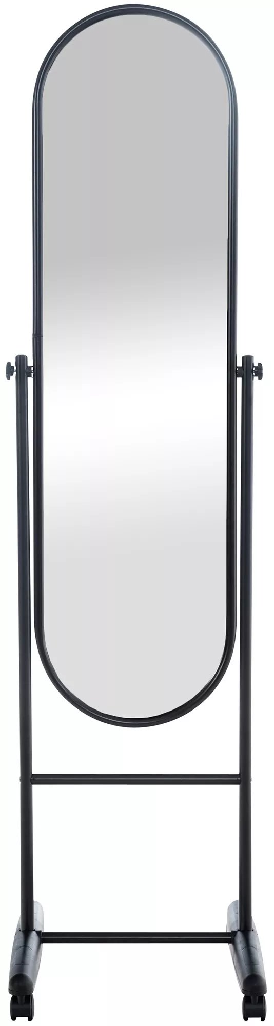 Nane Ovaali Seisova Peili, Musta Metalli 155cm Korkea, Pyörillä