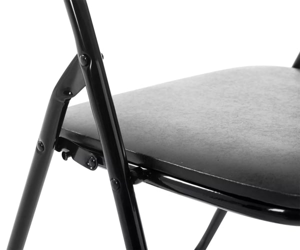 Set med 2 fällbara stolar Felix - Svart konstläder vadderad sits, metallram, enkel fällbar förvaring