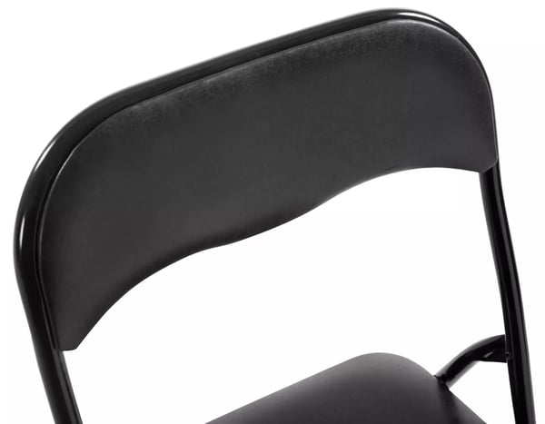 Set med 2 fällbara stolar Felix - Svart konstläder vadderad sits, metallram, enkel fällbar förvaring