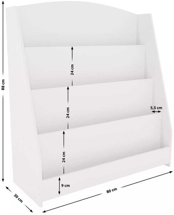 Melfa vit träbokhylla - 80 cm bredd