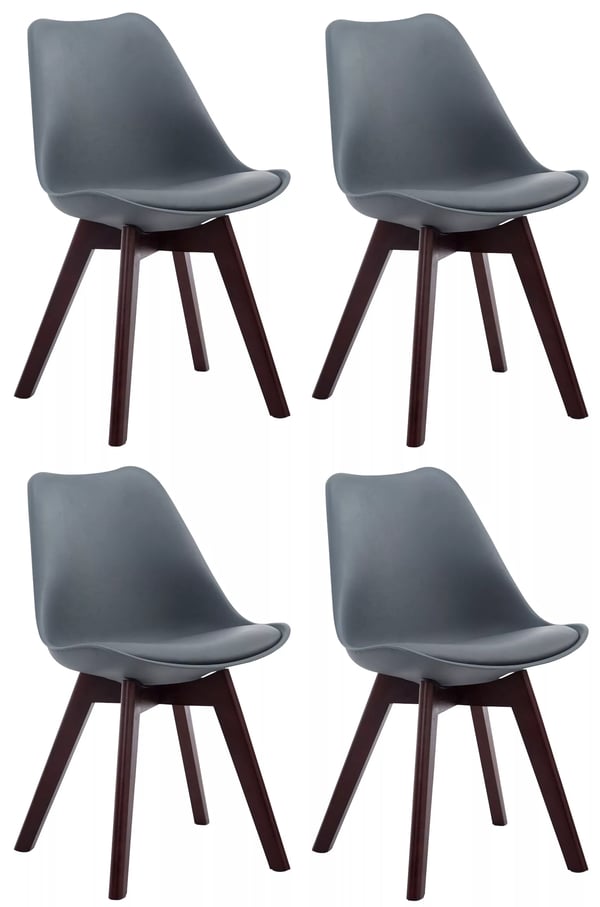 Set med 4 Borneo V2 besöksstolar grå konstläder med träben