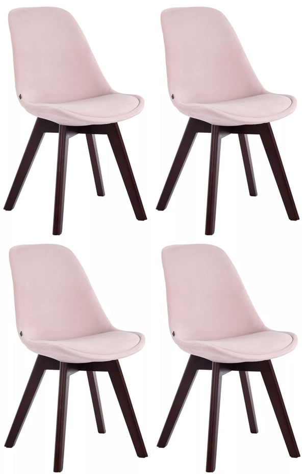 Set med 4 Borneo V2 besöksstolar i rosa sammet med träben