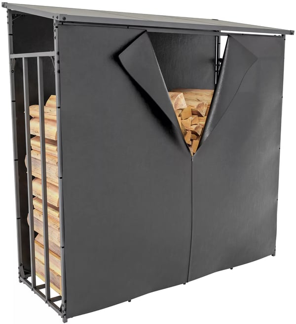 Ruston XL Antracit Aluminium Vedbod med Skydd - 165cm B x 165cm D x 165cm H