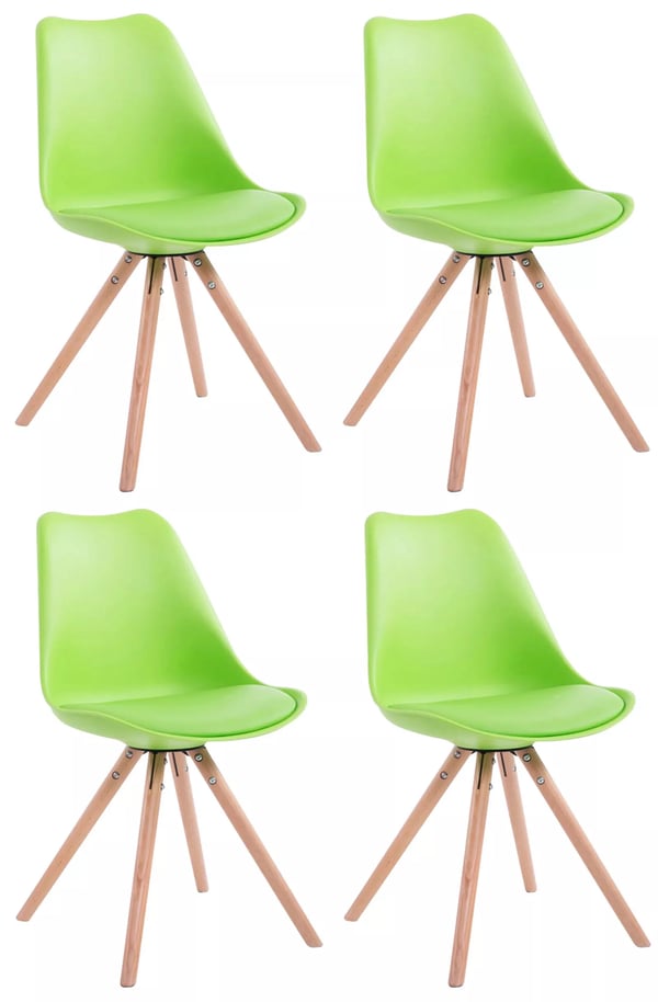 Set med 4 Toulouse-stolar, konstläder, runda, natur