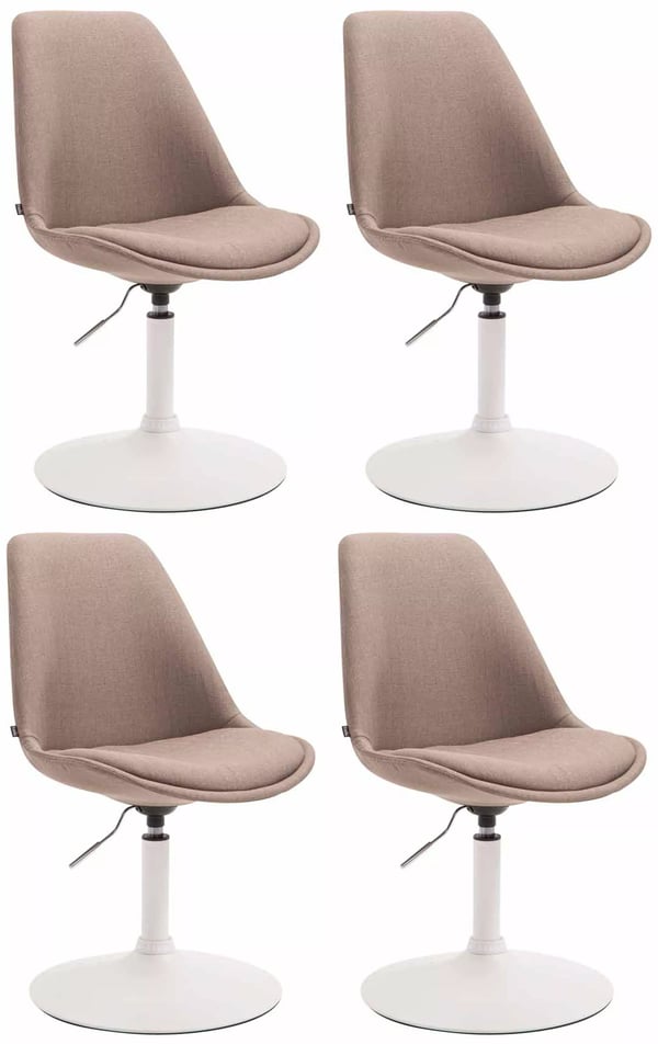 Set med 4 Maverick tygmatstolar - Taupe, höjdjusterbara, svängbara, metallbas