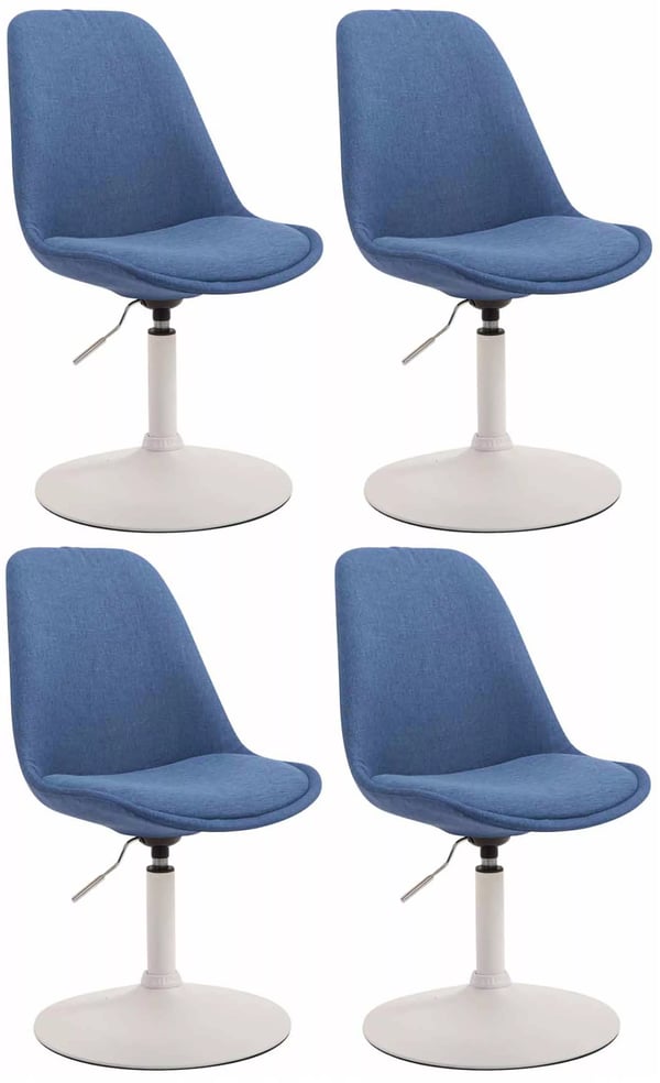 Set med 4 Maverick tygmatstolar - Blå, justerbar höjd, 360° svängbar, metallbas