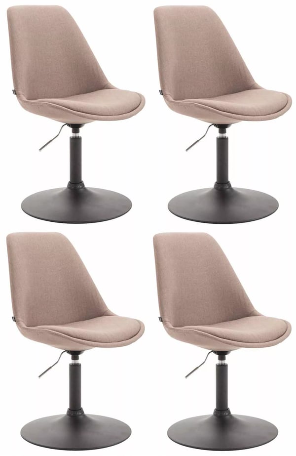 Set med 4 Maverick tygstolar - Taupe, metallbas, 360 roterande, höjdjusterbar