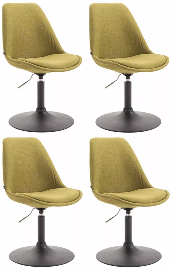 Sæt med 4 Maverick stofspisebordsstole - justerbare, drejelige, metalfod, grønt stof, moderne design